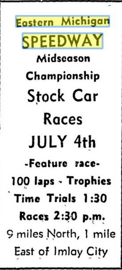 Eastern Michigan Speedway - July 1964 Ad